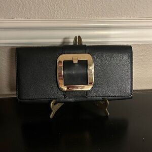 Michael Kors Black Leather Buckle Clutch